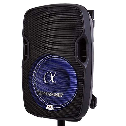 8" Portable Rechargeable Battery Powered 800W Pro DJ Amplified Loud Speaker with 2 Wireless Microphones Echo Bluetooth USB SD Card Aux MP3 FM Radio PA System LED Ring Karaoke Tripod Stand - style: 8" 800 Watts