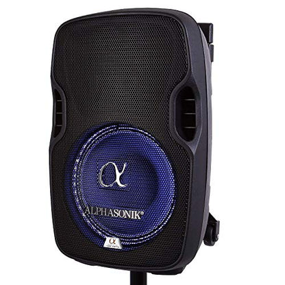 8" Portable Rechargeable Battery Powered 800W Pro DJ Amplified Loud Speaker with 2 Wireless Microphones Echo Bluetooth USB SD Card Aux MP3 FM Radio PA System LED Ring Karaoke Tripod Stand - style: 8" 800 Watts