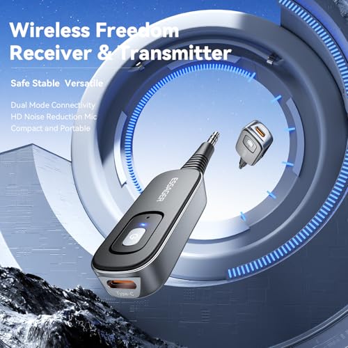 Bluetooth Receiver for Car, Noise Cancelling 3.5mm AUX Bluetooth Car Adapter, Wireless Audio Receiver Transmitter for Home Stereo/Wired Headphones Airplane, Red - color: Red