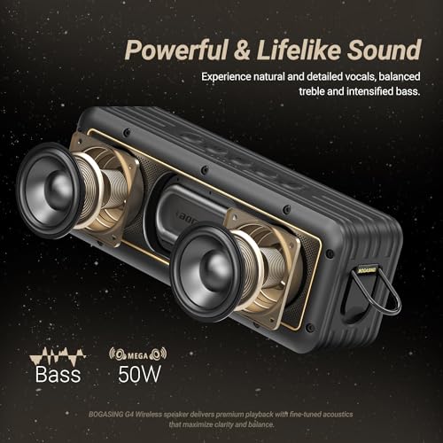 BOGASING G4 Portable Bluetooth Speaker with 50W Full-Bodied Sound
