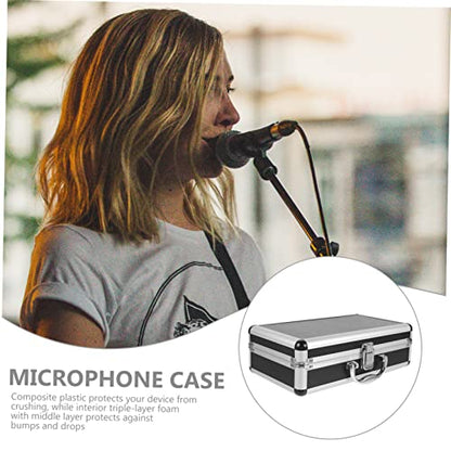 Black Microphone Carrying Case with Rigid Padding Interior