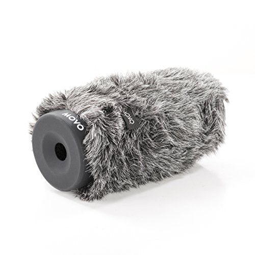Movo WS-G140 Furry Rigid Windscreen for Microphones, 18-23mm Diameter | Dark Gray, Up to 6.3" Long - size: 6.3"