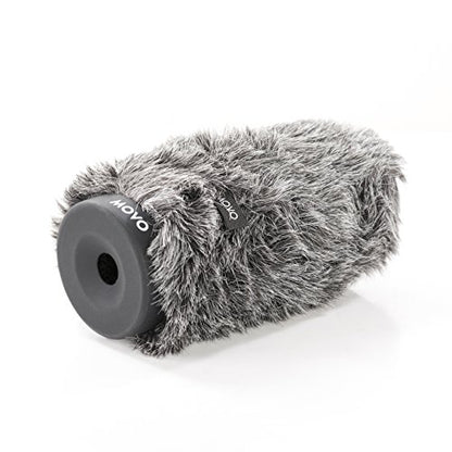 Movo WS-G140 Furry Rigid Windscreen for Microphones, 18-23mm Diameter | Dark Gray, Up to 6.3" Long - size: 6.3"