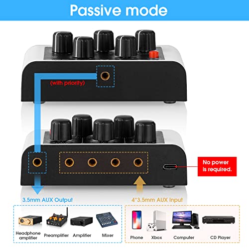 Mini Stereo 4 Channel Line Mixer Headphone Monitoring Club Live Studio Recording
