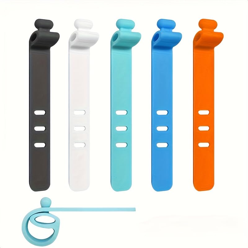 20pcs Reusable Silicone Cable Organizer Ties - High Elasticity Cord Management Straps for Earphones, USB Chargers & Electronics