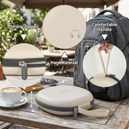 Comecase Headphone Case for JBL Tune 770NC，for JBL Live, 770NC, 660NC, 650B | Adjustable Divider, Cable Space and Carry Handle for Commuting, Gym and Travel, Students and Music Lovers, Case Only - Beige - color: Off-white