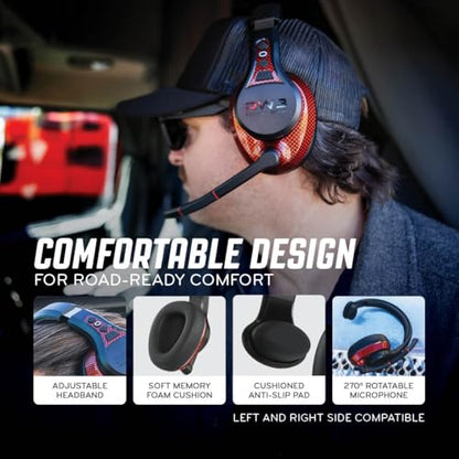 RoadWarrior RW3 Bluetooth Trucker Headset - 105dB 40mm Speaker AI ENC Mic | Noise Cancelling, 50+ Hour Battery Life, 180ft Wireless Range, ANC Audio, IP54 Rugged with Voice Control, Over-Ear Fit