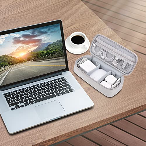 Cord Organizer Travel Case, Portable Tech Organizer Pouch Bag for Cable & Charger, Tech Electronics, Travel Essentials (Light Grey)