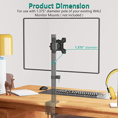 WALI Monitor Pole Mount for Universal Monitor Mounting System, Pole Mount Bracket Fits 1.375”Diameter Pole, Mounting Holes for 75 x 75mm and 100 x 100mm (VES01), Black - size: For 1.375'' diameter pole