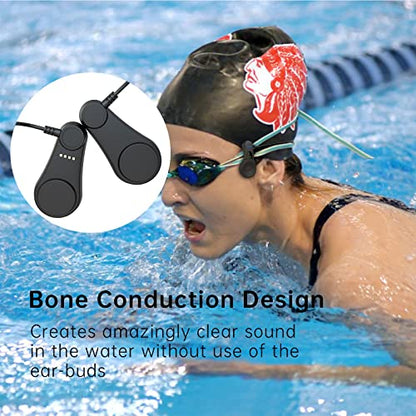 Swimming Headphones, Bone Conduction Design, IPX8 Waterproof, Underwater MP3 Player for Swimmers, Athletes, Water Sports, Diving, Drag and Drop MP3, AAC, M4a, FLAC Using PC or Mac Black