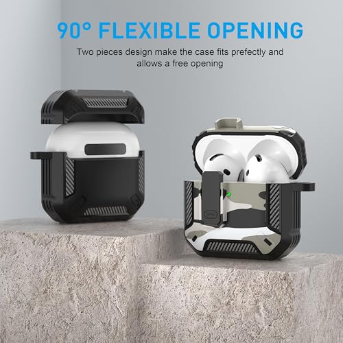 for AirPods 4 Case & AirPods 5 Case with Magnetic Lock, White Camo - color: Camo White, size: AirPods 4 Case 2024 / AirPods 5 Case 2026