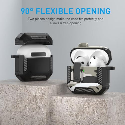 for AirPods 4 Case & AirPods 5 Case with Magnetic Lock, White Camo - color: Camo White, size: AirPods 4 Case 2024 / AirPods 5 Case 2026