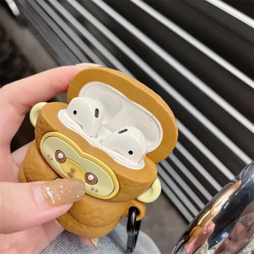 Wireless Charging Earphone Case Compatible with Airpods Pro/Pro2, Cute Animal Monkey Design Soft Silicone Full Body Protective Skin Cover, Kids Girls Women Cartoon Earbuds Accessories - color: Monkey, size: Airpods Pro/Pro2