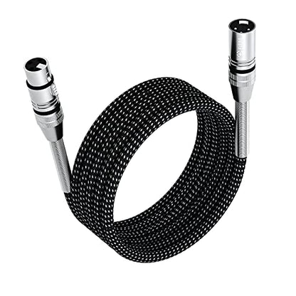 FIBBR XLR Cable 50ft/15M, Microphone Cable Nylon Braided XLR Male to Female Heavy Duty Balanced Microphone Cord Compatible with Preamps/Speaker Systems and More - size: 15m/50ft