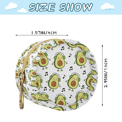 Pacifier Case Happy Avocado Headset Music Printed Waterproof Pacifier Holder Pouch with Metal Hook Clip Round Small Soother Storage Bag for Diaper Bag Stroller - color: Happy Avocado Headset Music