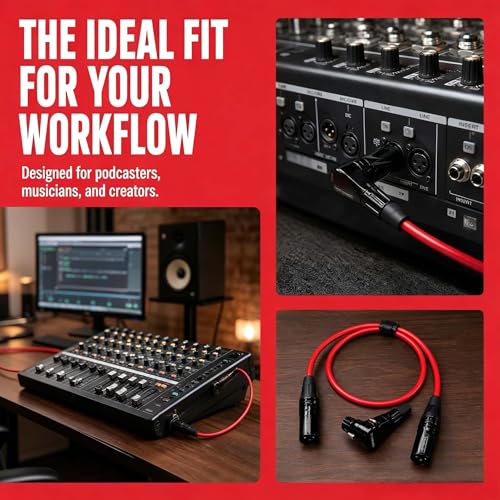XLR Right Angle Cable 1ft 2-Pack, 90 Degree Male to Female, OFC Noise-Free Mic Cord for Podcast Home Studio Recording, for Shure Focusrite Audio Interface Mixer