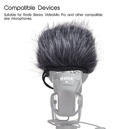 Fydun EYM24 Microphone Windscreen Artificial Fur Muff Wind Cover Grey White for Video Mic Pro