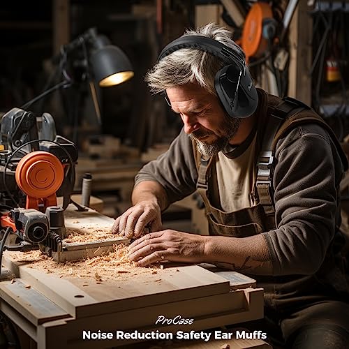 ProCase NRR 28dB Noise Reduction Ear Muffs, Foldable Adjustable Noise Cancelling Headphones - color: 1 - 1 Black