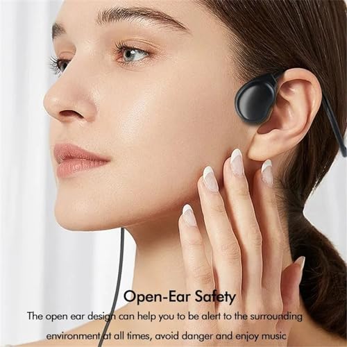 Air Conduction Open Ear Headphones,3.5MM Wired Headphones and Built-in Microphone Suitable for Outdoor Activitie