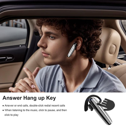 Bluetooth Headset V5.3 Single-Ear Earpiece with Wireless Microphone 48H Battery, Bluetooth Earpiece - Handsfree for Driving/Truck Drivers, Compatible with iPhone, Android, Samsung - color: Silver-Black