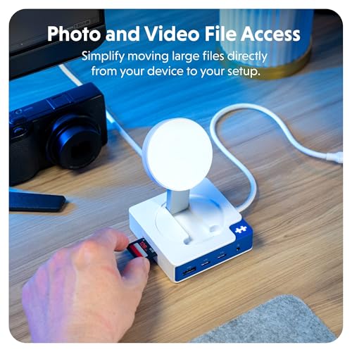 HyperDrive Flex MagCharge USB-C Hub — Qi Wireless Charger w/ 7 Ports — HDMI 4K60Hz, USB-C 100W PD, 2X 5Gbps, USB-A, SD, Audio Jack — Magnetic Phone Charger for iPhone, Hub for Mac, PC (Blue)