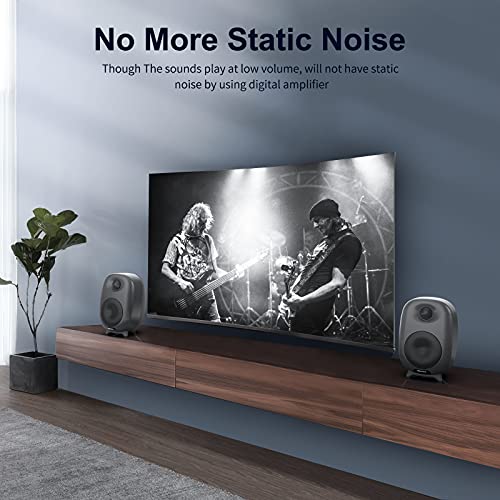 BESTISAN 60 Watt Powered Computer Speaker for Desktop PC | Wired Optical RCA Input Port,Bass and Treble Adjustable,Monitor 1 Pair,Deep Bass,3 Audio Mode Design,Bluetooth 5.0,Grey - color: Gray