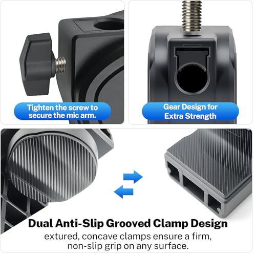 Microphone Stand, 20" Flexible Gooseneck Desktop Mic Stands Holder,3/8" to 5/8" Screw Adapter, 360 Adjustable Compact Mic Arm for Meetings, Lectures, Live Broadcast Equipment