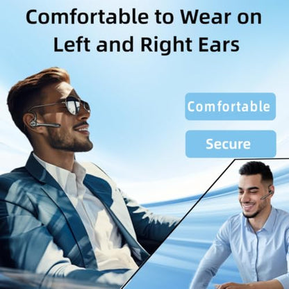 Bluetooth Headset Wireless Earpiece Single Ear Earphones for iOS Android | Noise Canceling Microphone 160H Standby Time Hands Free Calling for Business Office Gaming Samsung Phones