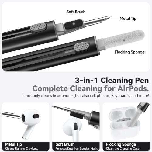 Ljusmicker for AirPods 5/4 Case (2026/2024) with Cleaner Kit,Black - color: B-Black
