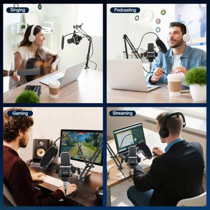 ALSO GO Podcast Equipment Bundle for 2, P99 Recording Studio Equipment | Podcast Microphone Bundle with Voice Changer, Audio Interface for Podcasting, Recording, Streaming, Gaming, Tiktok, Youtube - size: 2x Microphone
