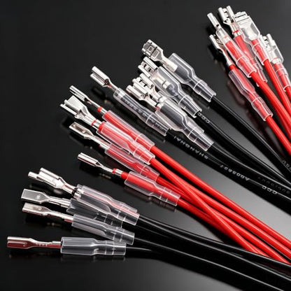 Twidec/20Pcs 2.8mm and 4.8mm Female Spade Crimp Terminal with Insulating Sleeve and Wire Red + Black Female Spade Quick Splice Assortment Kit - size: 20 Pieces 2.8/4.8mm