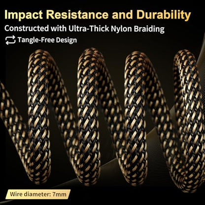 HiFi RCA Cables,Audiophile 5N OFC Nylon Braided RCA Audio Cable | Fully Shielded,24K 5μm Gold Plugs,Ferrite Core,Anti-Interference,For Home Stereo Car Audio Subwoofer Cables(78.74in/6.56ft) - size: 6.56 ft（78.74 in）