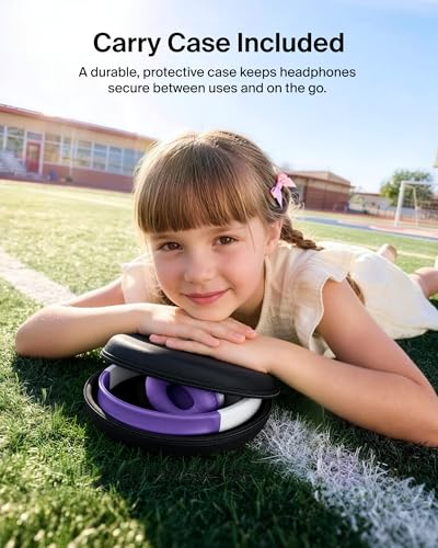 Belkin SoundForm Mini 2 Bluetooth Kids Headphones, On Ear, 55H Battery Life | Toddler headphones, 85dB Volume Limit, Built-in Mic, Wired Connection Option, iPad, Android Tablet, School, Travel - color: Purple