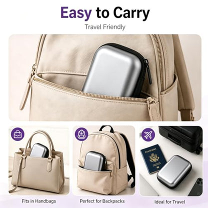 Headphone Case Hard Edge Zipper Bag Compact Portable Headset Storage Bag for Wireless,Headphones Earbuds Cables Charging Cable Travel Waterproof Commuting Home - color: Slivery