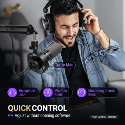 FIFINE K688+H8 Dynamic Podcast Mic Bundle with Studio Monitor Headphones | Dynamic XLR/USB mic,headphone jack,volume control,studio monitor over‑ear headphones,vocal recording,voice‑over,podcast bundl