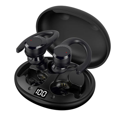 Wireless Earbuds with Earhooks Bluetooth Headphones Ear Buds,IPX6 Waterproof,Painless for Long Term Wearing,Single Battery Life 10H,LED Digital Display Headset with Earhooks for Sport Running Workout