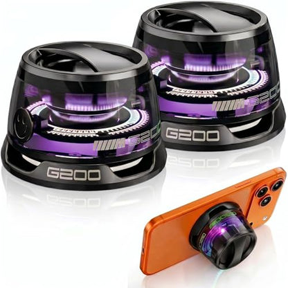 G200 Magnetic Bluetooth Speaker with RGB Lights | Compact design, strong magnetic mount, colorful RGB lighting, TWS stereo pairing, for travel, home, and outdoor use. - color: Black 2 piece