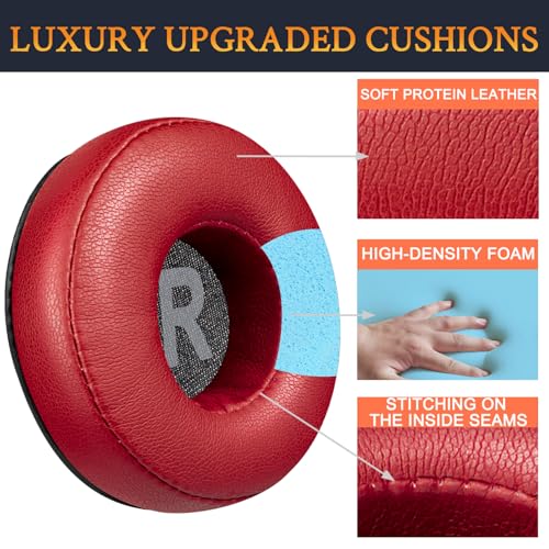 SOULWIT Earpads Replacement for JBL Tune 450BT/Tune 460BT/Tune 500BT/Tune 510BT/Tune 520BT/Tune 530BT/JR 300BT/JR 310BT/E40BT/Junior 320BT, Ear Pads Cushions with Soft Protein Leather - Red - color: Red