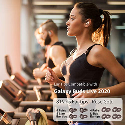 [8 Pairs] for Galaxy Buds Live Ear Tips - Anti-Slip/Dust Silicone Ear Cushion Accessories - S/L (Rose Gold)