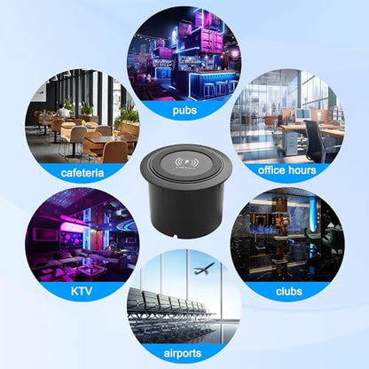 XMSJSIY Desktop Embedded Wireless Charger 3-in-1 Multifunctional Pop-Up 10W Fast Charging Wireless Charger USB Desktop Charger Dual USB Charging for Smartphone for Bedside Table, Desks, Furniture