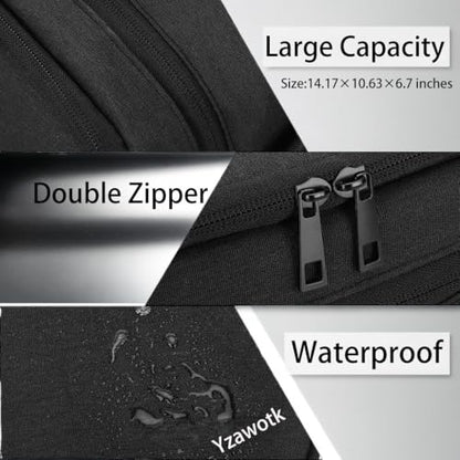 Extra Large Electronics Organizer Travel Case, Cable Organizer Bag with Shoulder Strap, Electronics Accessories Storage Double Layer Bags for Cord, Tablet, Headphone, Charger, Tools, DJ Gifts-Black