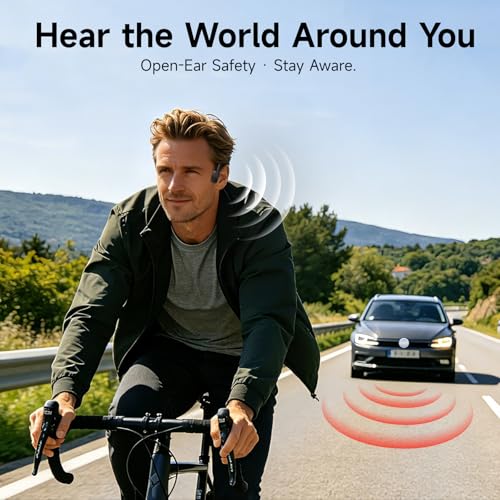 esonstyle Bone Conduction Headphones Bluetooth 6.0 - IPX7 Waterproof | Bone Conduction Earphones with Mic, 10H Play Time, Wireless Open Ear Earbuds for Running Walking Cycling - color: Black