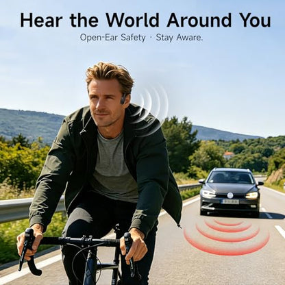 esonstyle Bone Conduction Headphones Bluetooth 6.0 - IPX7 Waterproof | Bone Conduction Earphones with Mic, 10H Play Time, Wireless Open Ear Earbuds for Running Walking Cycling - color: Black