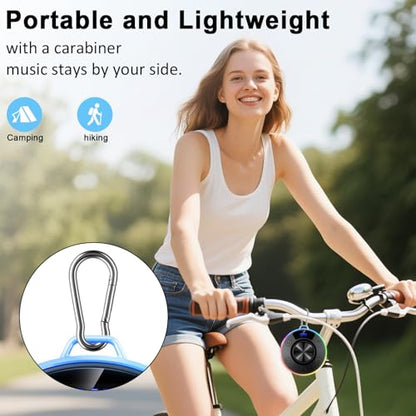 Speakers Bluetooth Wireless, Shower Speaker with Lights, IPX7 Waterproof Bluetooth Speakers with Suction Cup, Deep Bass, Built-in Mic, Digital Display, Portable Speakers Hook for Cycling Party Travel - color: Lake Blue
