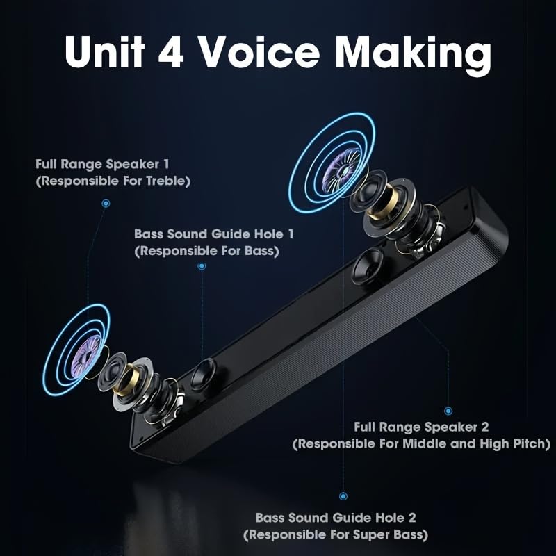 Compact USB Computer Sound Bar, Wired Desktop Speaker for Laptop and PC - color: Colorful