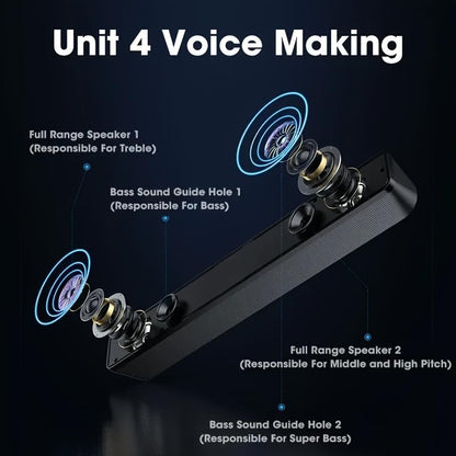 Compact USB Computer Sound Bar, Wired Desktop Speaker for Laptop and PC - color: Colorful