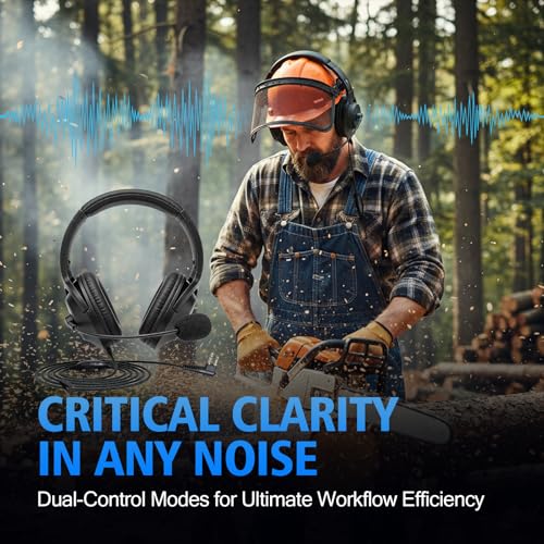 WODASEN Noise Cancelling Overhead Headset with Boom Mic PTT VOX Microphone Push to Talk Headphone 2 Pin Walkie Talkie Earpiece for Motorola CP200D CLS1410 RDM2070D BPR40 RDU4100 RDV5100 Two Way Radio