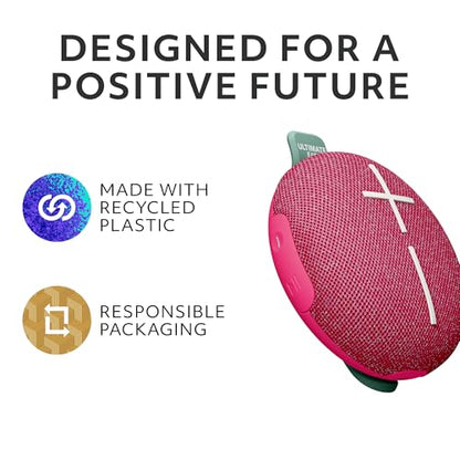 Ultimate Ears MINIROLL Waterproof Bluetooth Speaker - Calming Pink | Balanced Bass, IP67 Dustproof, 131 ft (40 m) Range - color: Pink