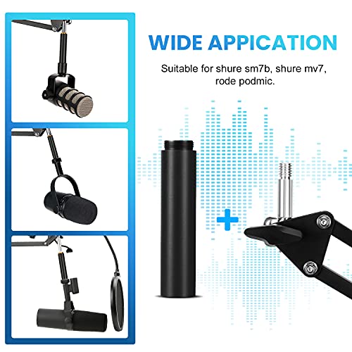 YOUSHARES Mic Stand Extension, 5/8" Female to 5/8" Male Microphone Extension Tube for Desk Stands(3.15 in) - color: 02_Blue