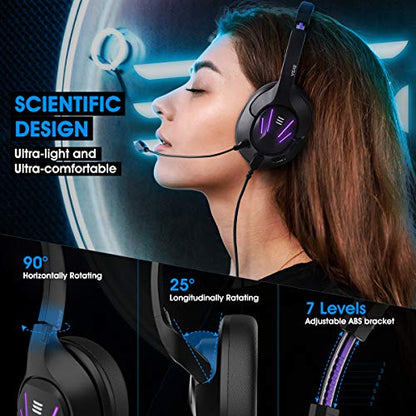 EKSA Computer Gaming Headset for PC - PS4 Headphones with 7.1 Surround Sound Detachable Microphone - Gaming Headphones for PC, PS4, PS5, Xbox One S/X, Mobile Games, Call Center